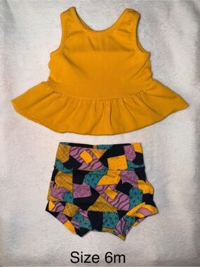 Yellow Peplum Tank & Patterned NBC Bummie Set - Disney Inspired